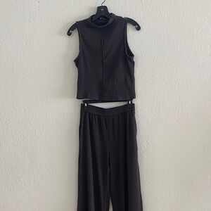 Chic Dark Gray Sleeveless pants set